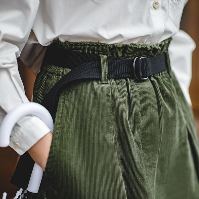 馬登女裝洗水燈芯絨百搭配半身裙秋冬新款腰帶中高腰直筒裙女-Retro's Wear