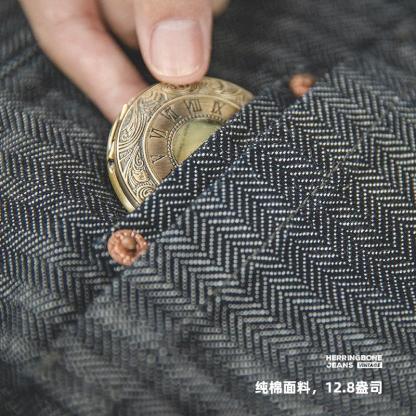 馬登工裝美式HBT灰色牛仔褲直筒修身阿美哢嘰條紋長褲子男秋-Retro's Wear