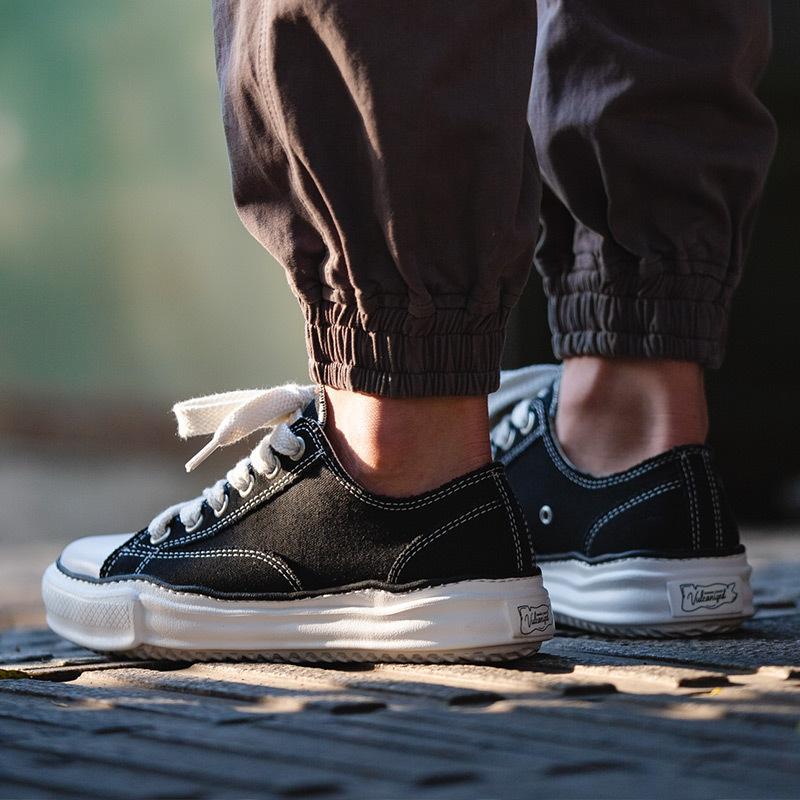 馬登男鞋低幫溶解變形底帆布鞋ins網紅不規則厚底板鞋休閒鞋-Retro's Wear