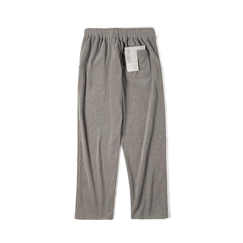 雪尼爾免燙垂感聰明褲束腳慵懶直筒休閑長褲子男秋-Retro's Wear