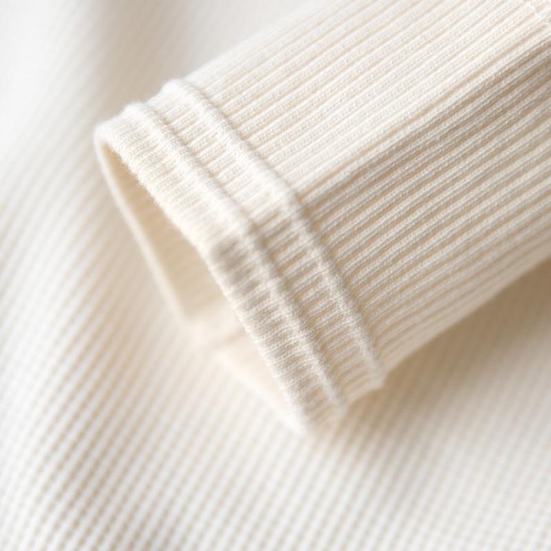 vintage華夫格亨利衫長袖阿美咔嘰純色衛衣男-Retro's Wear