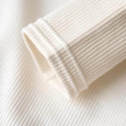 vintage華夫格亨利衫長袖阿美咔嘰純色衛衣男-Retro's Wear