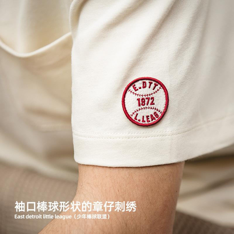 T恤棒球領口袋寬松運動半袖短袖打底衫男夏-Retro's Wear
