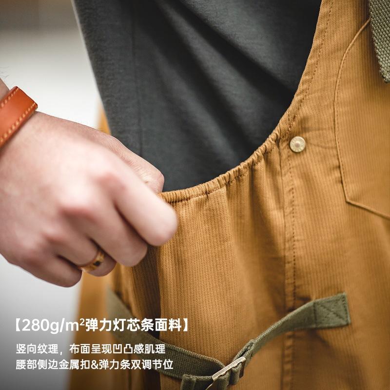 馬登工裝美式寬鬆BF直筒背帶褲阿美哢嘰休閒連體吊帶長褲子男-Retro's Wear