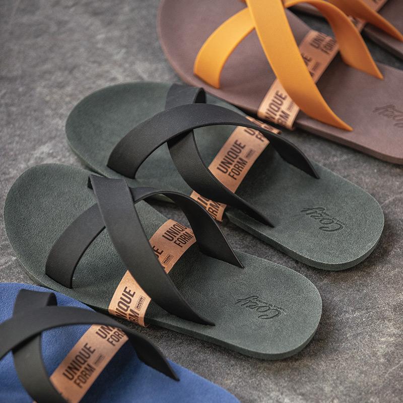 馬登男鞋 戶外穿沙灘涼鞋潮ins網紅室外橡膠一字涼拖鞋-Retro's Wear