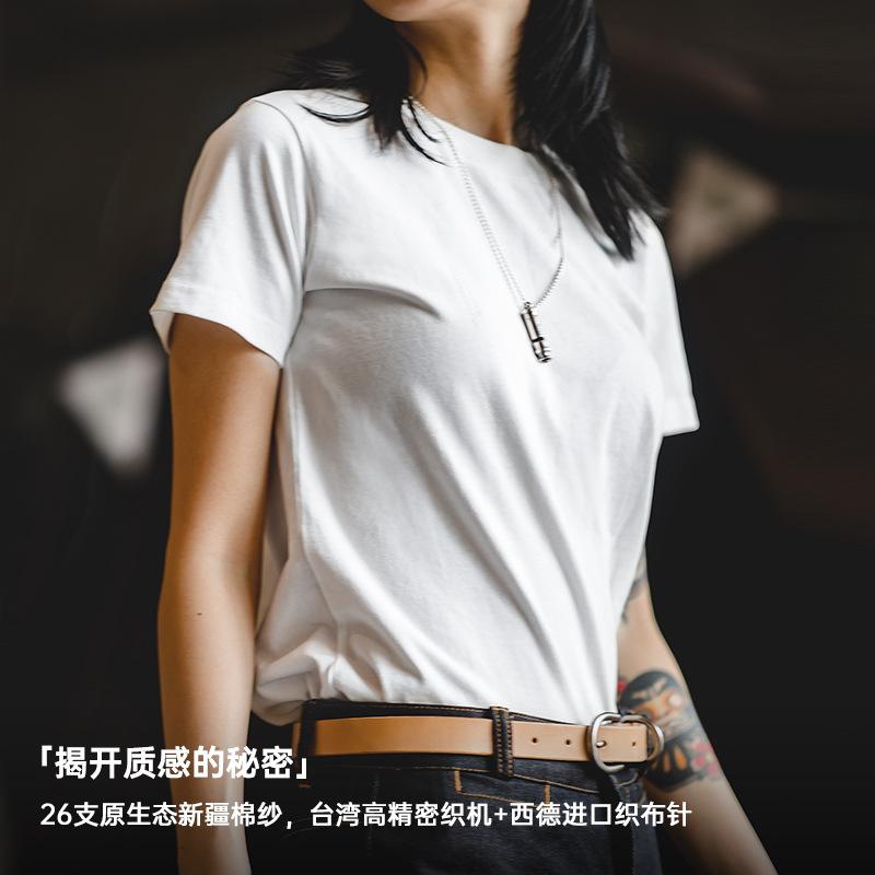 馬登女裝基礎短袖打底衫黑白T純棉色半袖顯瘦夏季無感內搭正肩T恤-Retro's Wear