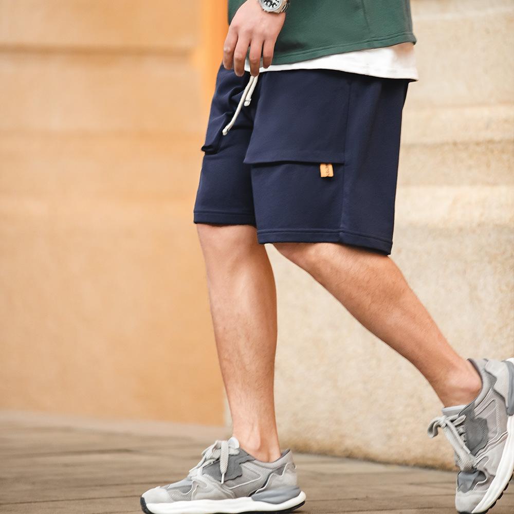 美式休閑針織短褲直筒寬松大口袋運動褲夏季五分衛-Retro's Wear