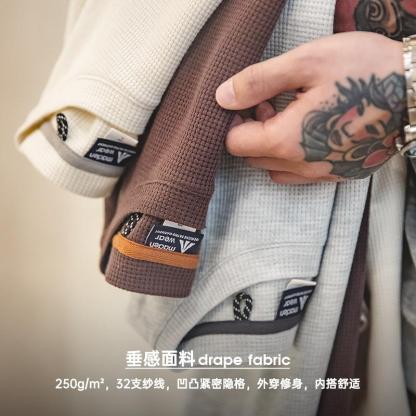 馬登工裝美式250g華夫格圓領針織短袖T恤半袖打底衫男夏-Retro's Wear