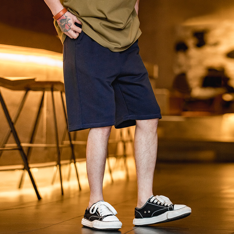 美式復古重磅灰色休閒褲針織短褲運動衛褲五分籃球褲男夏-Retro's Wear