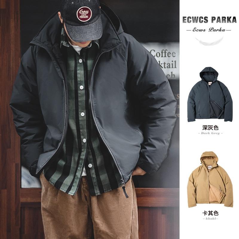 馬登工裝白鴨絨羽絨服輕便連帽外套男冬季-Retro's Wear