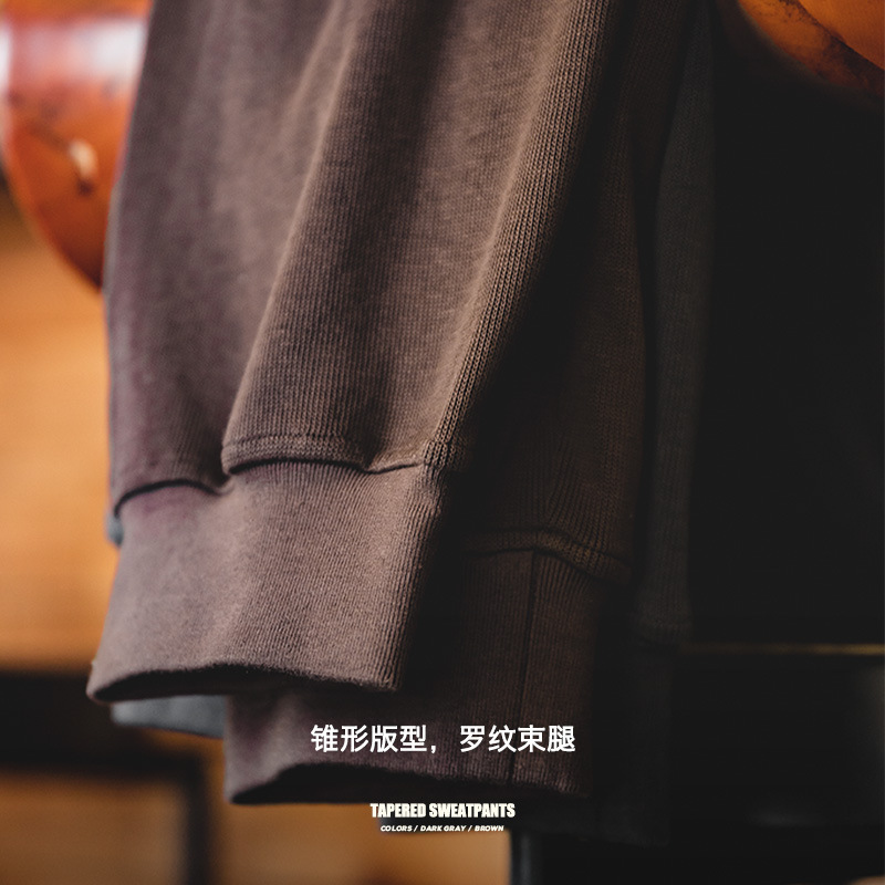 馬登工裝抽繩鬆緊腰針織衛褲收口小脚錐形褲運動長褲子男-Retro's Wear