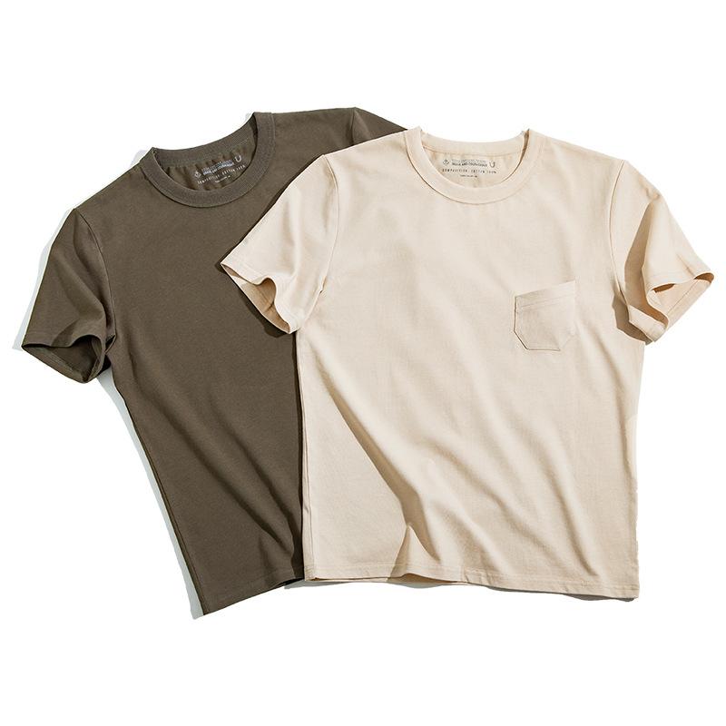 馬登工裝美式三本針口袋t恤阿美哢嘰棉半袖硬漢短袖男-Retro's Wear