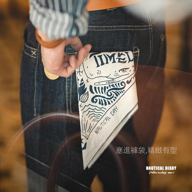 馬登工裝航海圖方巾扣飾品阿美咔嘰頭巾領巾手帕街頭男潮-Retro's Wear