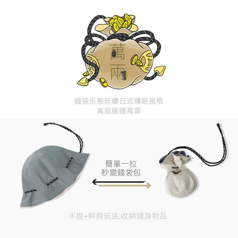 馬登女裝黑色兩用漁夫帽便攜手提零錢包錢袋帽遮陽帽子男女春-Retro's Wear