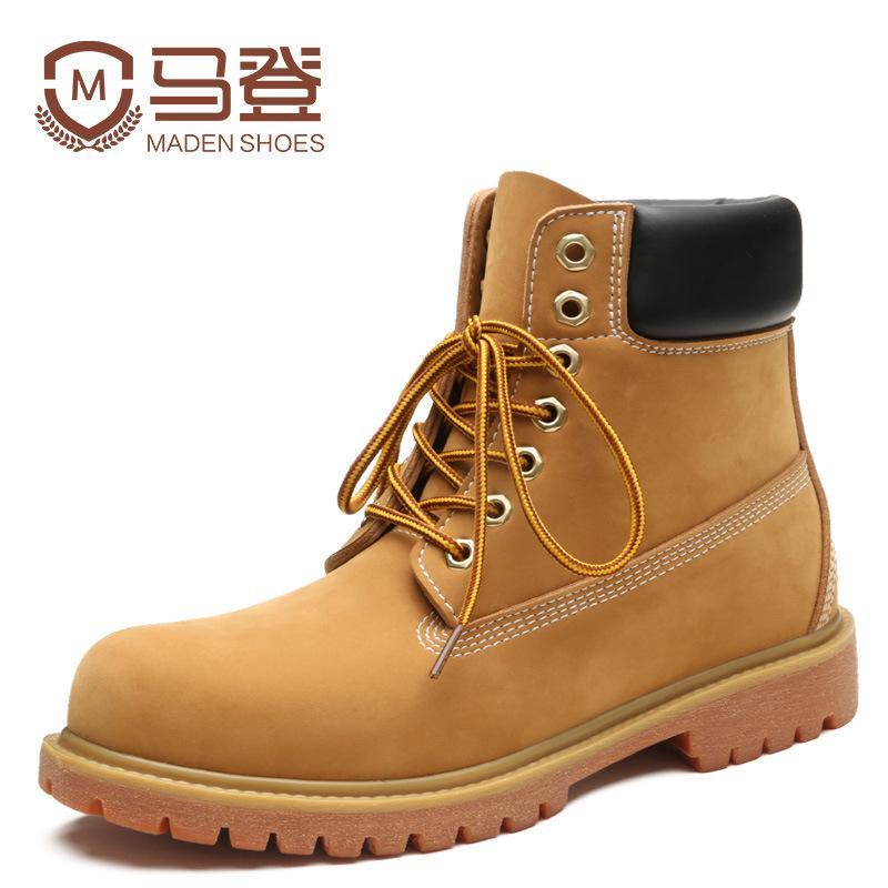 馬登春冬雪地靴馬丁靴男靴工裝短靴子厚底加絨踢不爛大黃靴潮-Retro's Wear