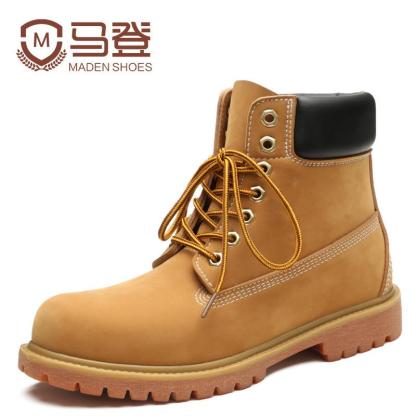 馬登春冬雪地靴馬丁靴男靴工裝短靴子厚底加絨踢不爛大黃靴潮-Retro's Wear