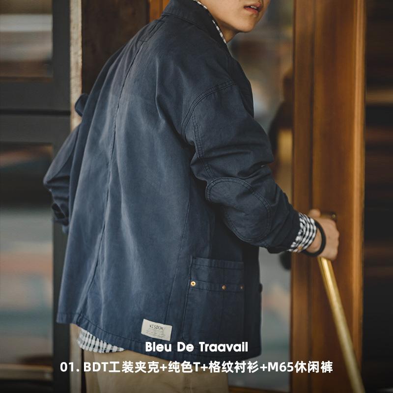 馬登工裝不對稱口袋立體剪裁外套獵裝水洗做舊夾克男秋-Retro's Wear