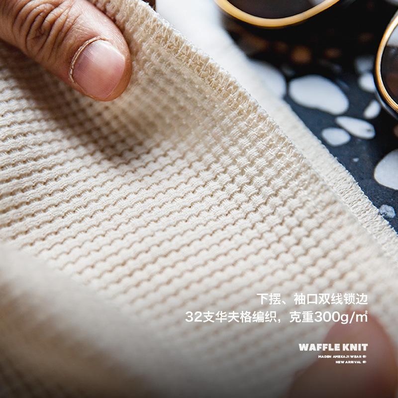 馬登工裝300g華夫格圓領T恤衛衣三本針長袖打底衫男-Retro's Wear