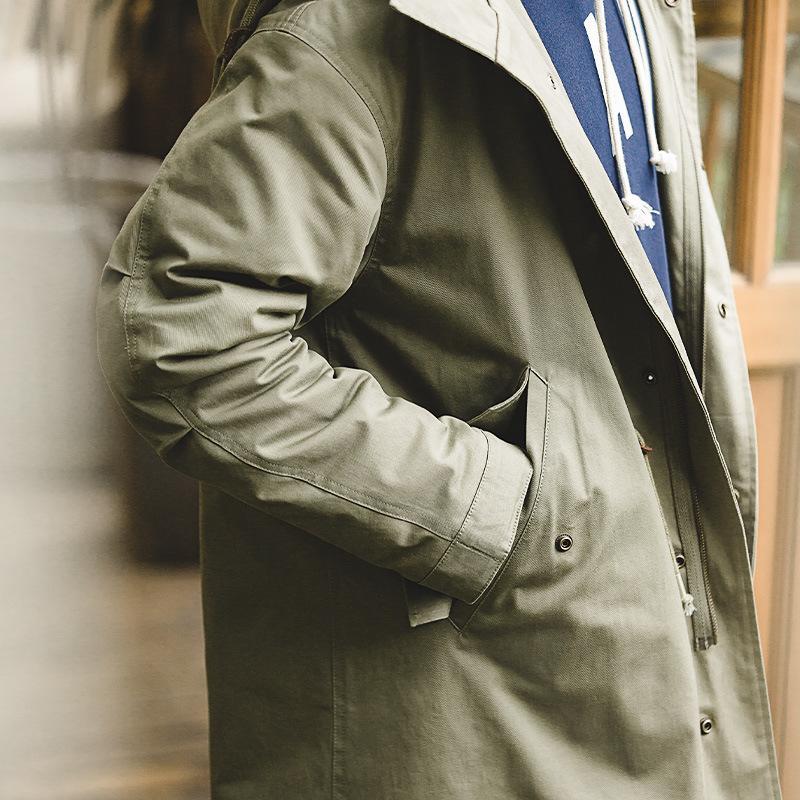 馬登工裝冬季美式M51魚尾風衣派克服男士棉衣中長款連帽男-Retro's Wear