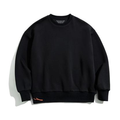 灰色落肩太空棉衛衣空氣層無帽圓領外套頭男潮-Retro's Wear