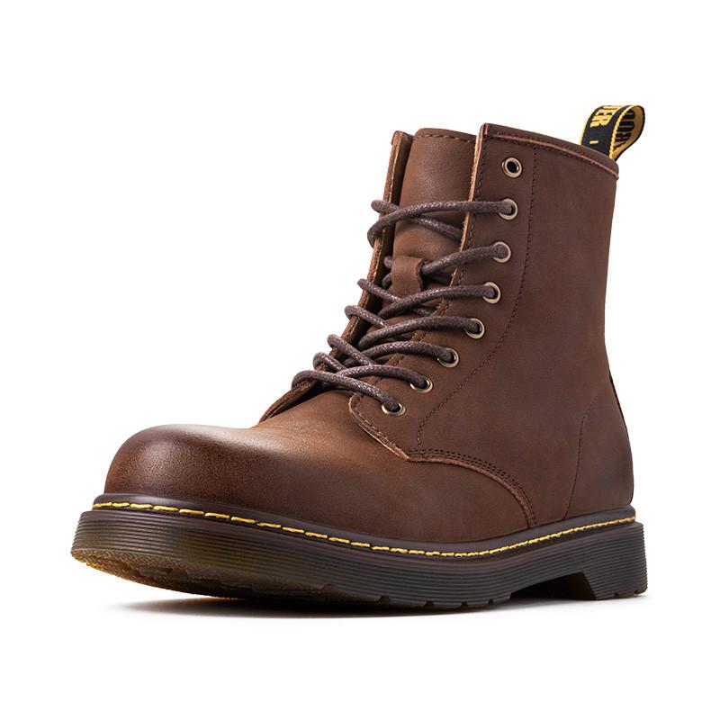馬登男士新款馬丁靴男高幫英倫風中幫男靴皮靴秋季短靴工裝靴-Retro's Wear
