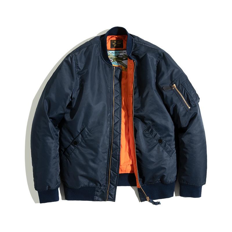 馬登工裝美式MA1飛行員夾克軍綠色加厚棒球棉服-Retro's Wear