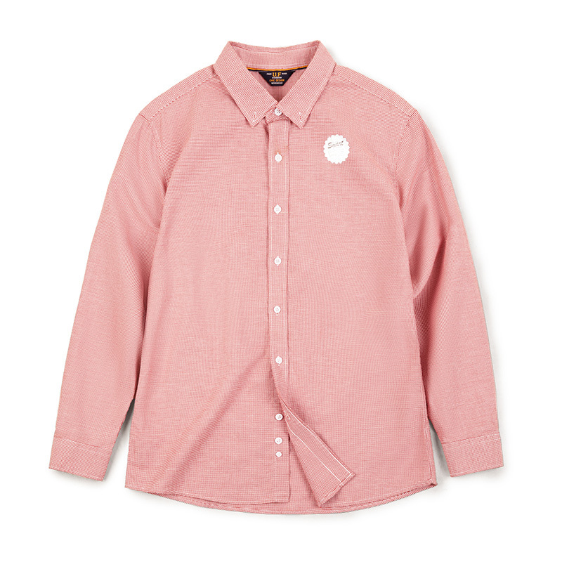 美式休閒千鳥格襯衫紐扣純棉通勤商務格子長袖襯衣男秋-Retro's Wear