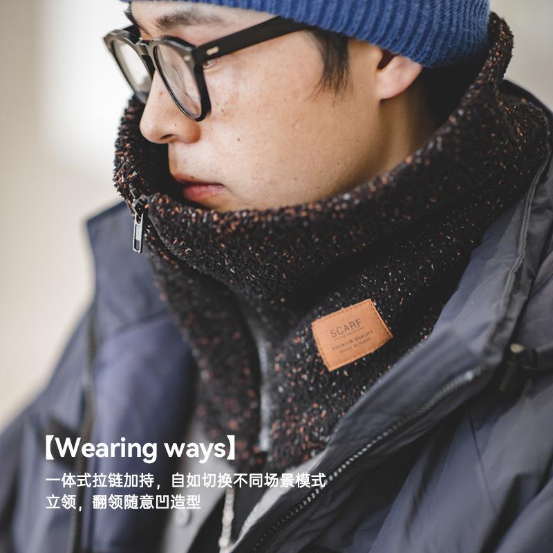 印第安納瓦霍半邊絨圍脖保暖戶外拉鏈脖套圍巾男冬-Retro's Wear