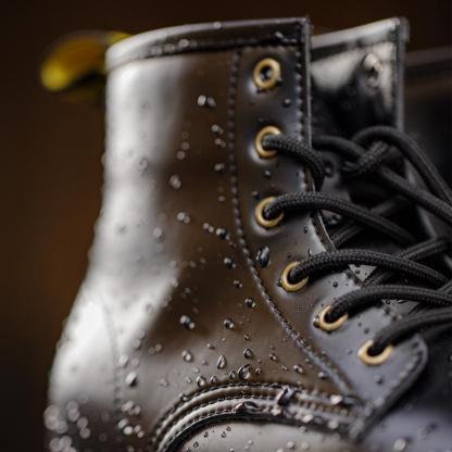 男鞋男士秋季新款厚底工裝靴中幫英倫風馬丁靴子高幫黑色皮鞋子-Retro's Wear