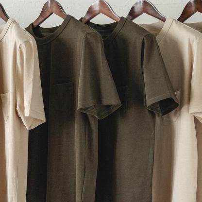 馬登工裝美式三本針口袋t恤阿美哢嘰棉半袖硬漢短袖男-Retro's Wear