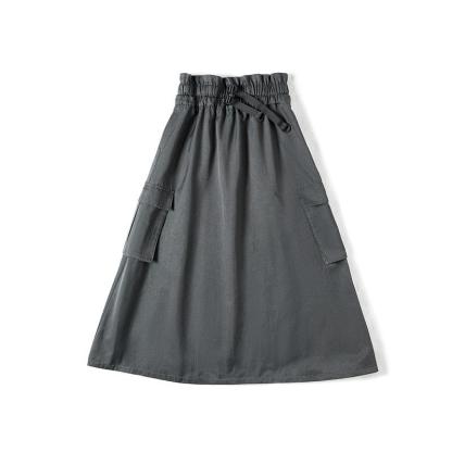 A字半身長裙高腰顯瘦收腰遮胯口袋工裝傘裙夏季-Retro's Wear