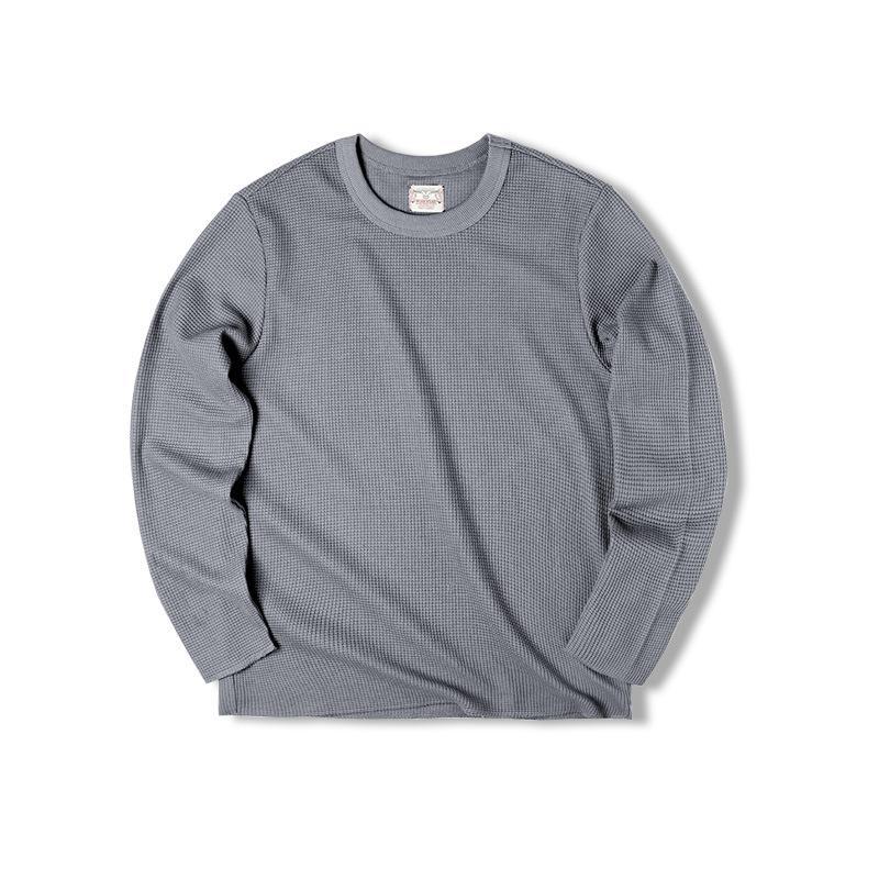 馬登工裝300g華夫格圓領T恤衛衣三本針長袖打底衫男-Retro's Wear