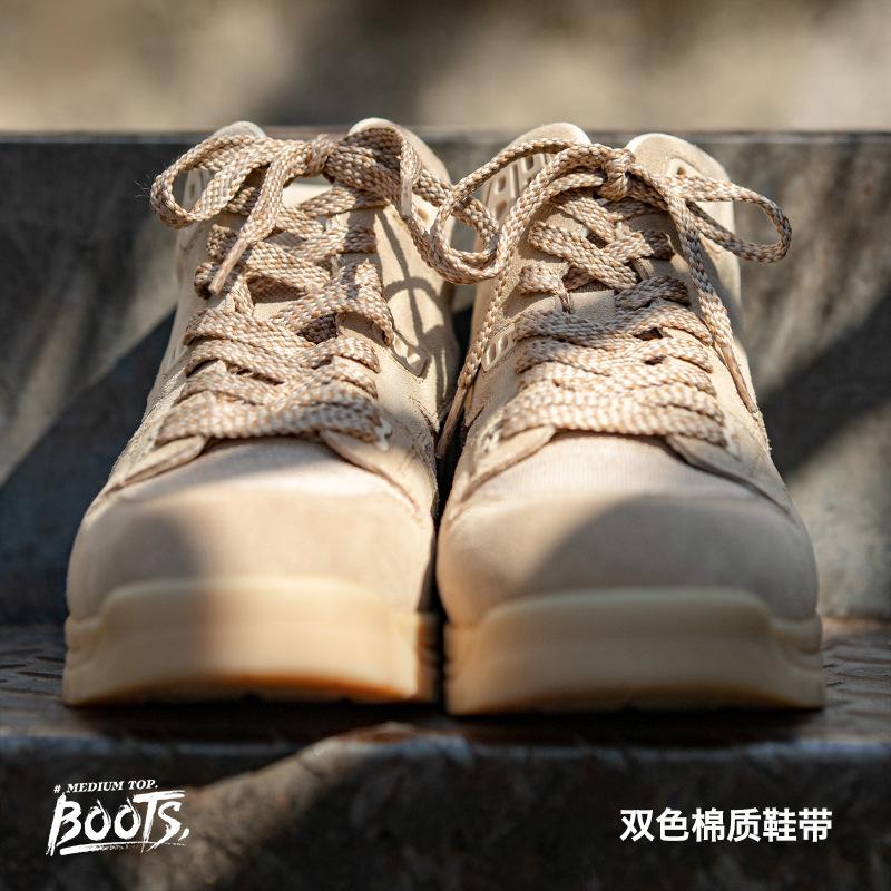 厚底防滑沙漠靴男鞋秋季中幫馬丁靴戶外戰術靴高幫工裝靴短靴