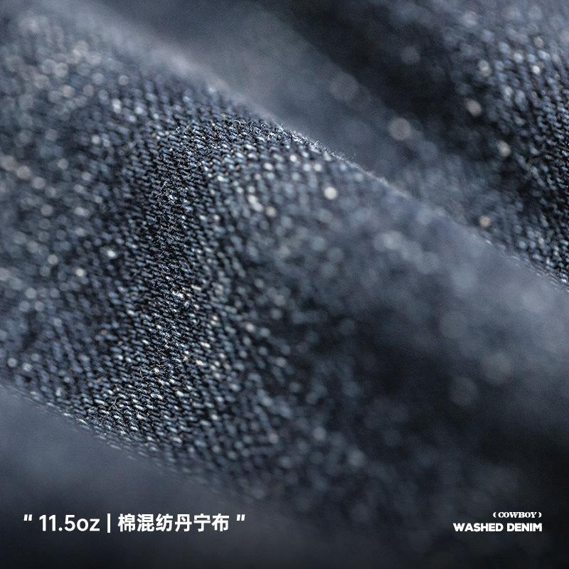 馬登工裝美式丹寧水洗直筒牛仔褲阿美咔嘰寬松做舊長褲子男秋-Retro's Wear