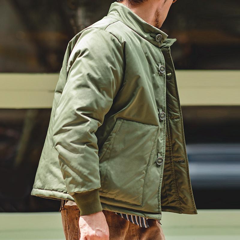 馬登工裝立領加厚A1飛行員夾克棉衣單排扣外套男冬-Retro's Wear