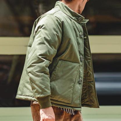 馬登工裝立領加厚A1飛行員夾克棉衣單排扣外套男冬-Retro's Wear