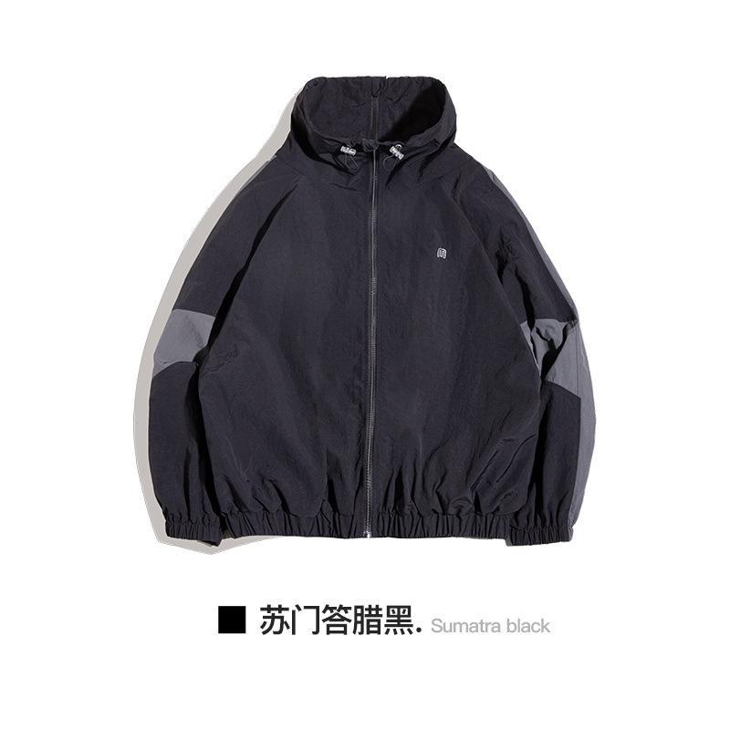 馬登工裝美式寬松可拆卸雙拉鏈夾克春秋短款拼色字母外套男潮-Retro's Wear