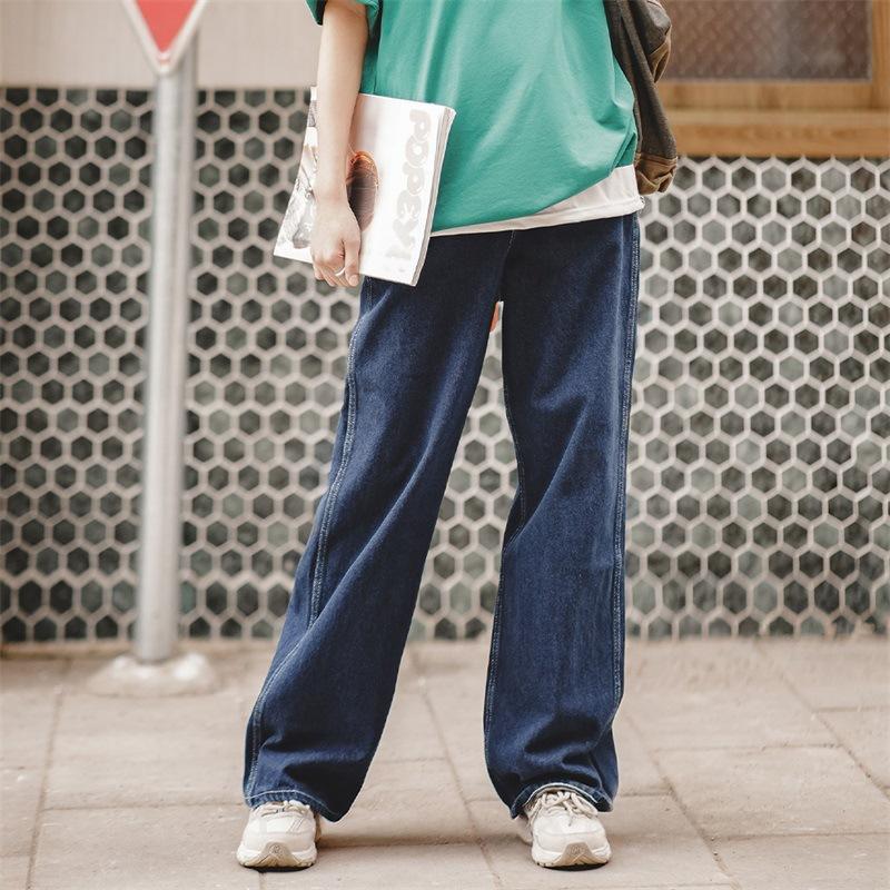 美式直筒休閑褲男友風氣質寬松闊腿牛仔褲-Retro's Wear