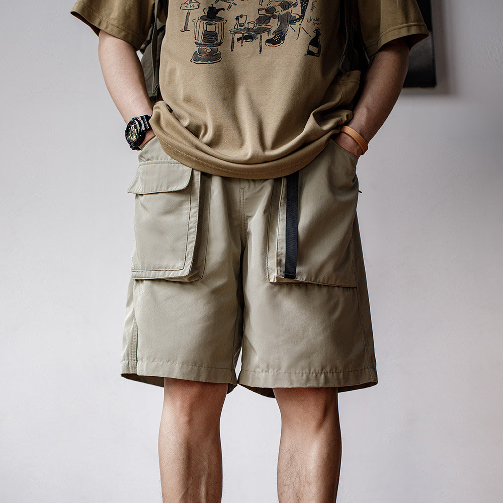 戶外輕薄機能短褲速幹抗皺大口袋功能休閑五分褲男夏-Retro's Wear