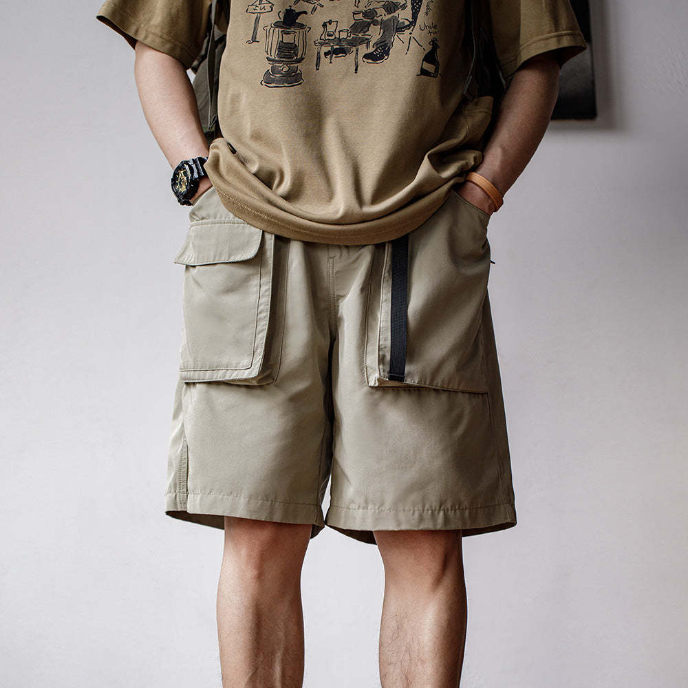 戶外輕薄機能短褲速幹抗皺大口袋功能休閑五分褲男夏-Retro's Wear