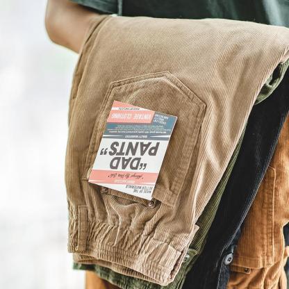 馬登工裝美式古著休閒褲燈芯絨褲男士直筒闊腿寬鬆休閒長褲子男-Retro's Wear