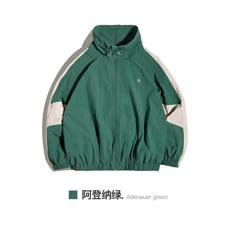 馬登工裝美式寬松可拆卸雙拉鏈夾克春秋短款拼色字母外套男潮-Retro's Wear