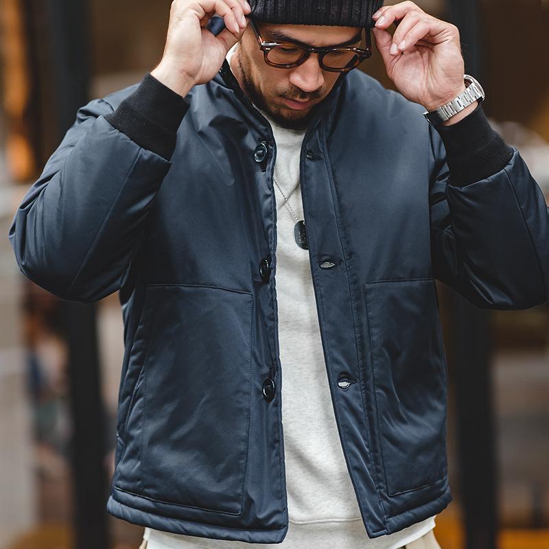 馬登工裝立領加厚A1飛行員夾克棉衣單排扣外套男冬-Retro's Wear