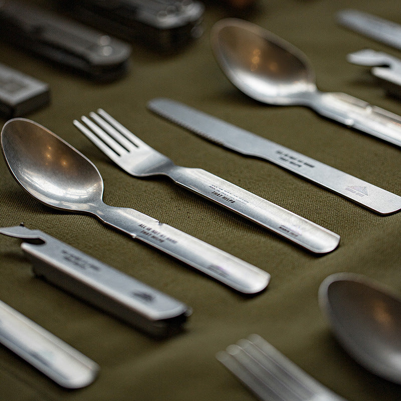 四合一露營餐具套裝戶外便攜不銹鋼多功能刀叉勺開瓶器-Retro's Wear