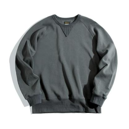 馬登工裝美式無帽純色圓領衛衣春秋阿美哢嘰黑色外套男潮-Retro's Wear