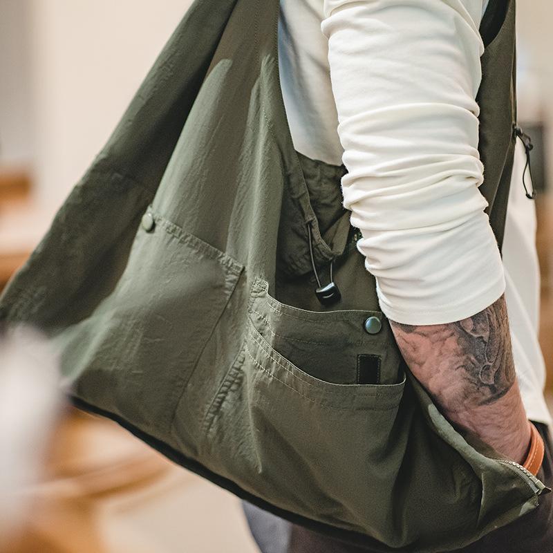 馬登工裝多口袋無袖尼龍馬甲背心戶外機能兩用挎包外套男-Retro's Wear
