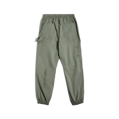 馬登工裝美式休閒印花中腰黑色工裝褲抽繩鬆緊腰微彈束腳褲男潮-Retro's Wear