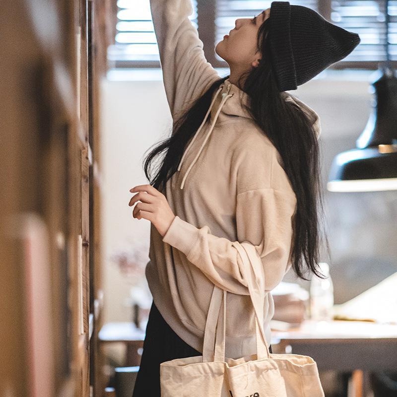 馬登女裝秋冬軟糯搖粒加絨拉鏈套頭衫正肩純黑色長袖連帽衛衣-Retro's Wear