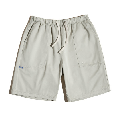 法式復古純棉短褲鬆緊腰美式五分休閒寬鬆直筒沙灘褲男夏-Retro's Wear