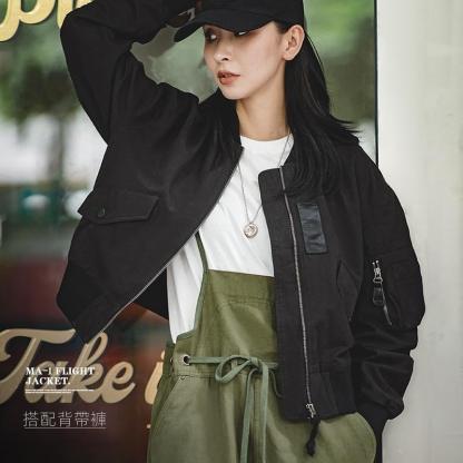 馬登女裝美式MA1飛行員空軍夾克外套vintage純棉短款棒球服秋-Retro's Wear